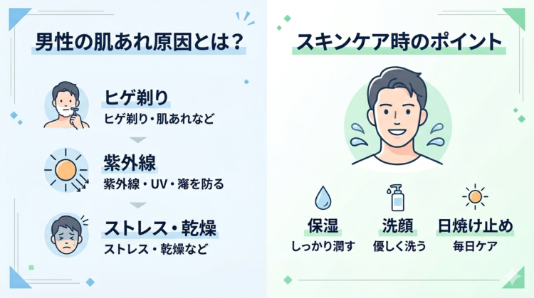 男性の肌あれ原因とは？スキンケア時のポイントについて